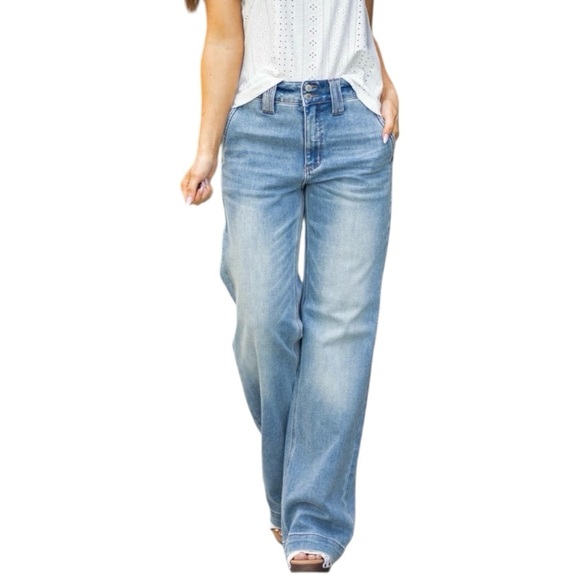 Judy Blue Denim - Judy Blue Power Play High Rise Wide Leg Jean Light Blue NWT